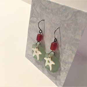 Sea Glass Starfish Earrings